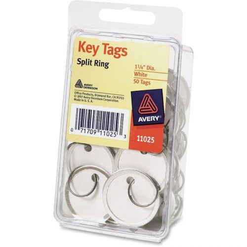 600 avery metal rim key tags, card stock/metal, 1 1/4&#034;&#034; diameter, white for sale