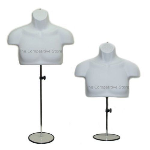 Torso male w/metal base body mannequin form 19&#034; to 38&#034; height for s-m sizes - wh for sale