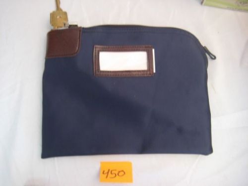 Locking BANK MONEY BAG w/2 Keys Blue Nylon night deposit cash security 10.5&#034;x8&#034;