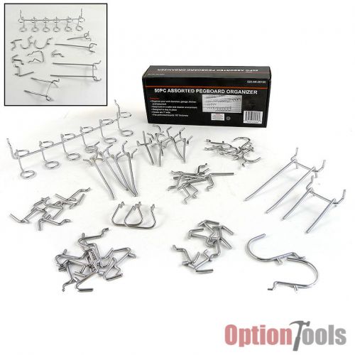 50Pc 1/8&#034; Assorted Pegboard Hooks Hanger Organizer Work Bench Garage Retail Show