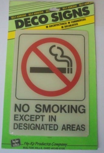 Hy-Ko D-21 Self-Adhesive Commercial Deco &#034;NO SMOKING&#034; Sign