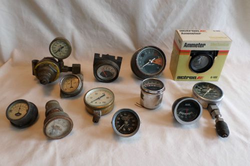 Large Mixed Lot Brass Pressure Gauge Ammeter Compression Testers Tachometer