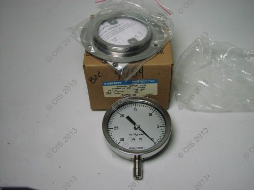 ASHCROFT 351009SW02L-XFW-30/0IMV STAINLESS STEEL 3.5&#034; PRESSURE GAUGE -30&#034; HG-0