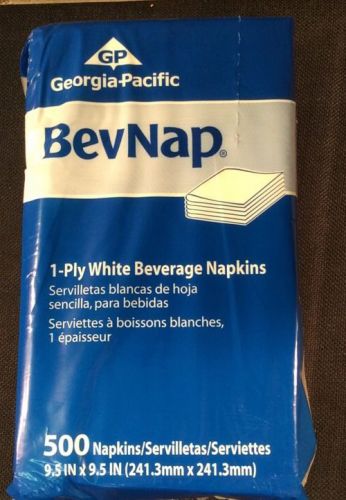 BevNap 1-Ply White Beverage Napkins 8 pkgs 500pc Each 9.5&#034; * New * Make Offer