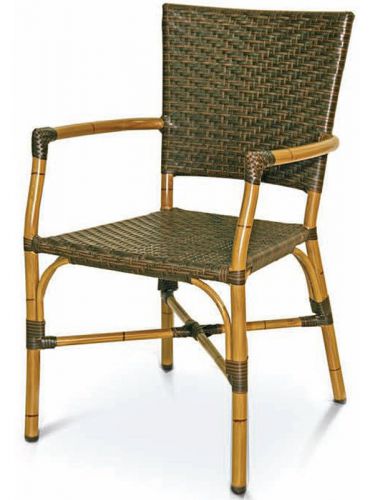 New florida seating commercial outdoor aluminum safari weave chair with arms for sale