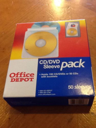 Office Depot CD/DVD Sleeve Pack Box of 50 Sleeves