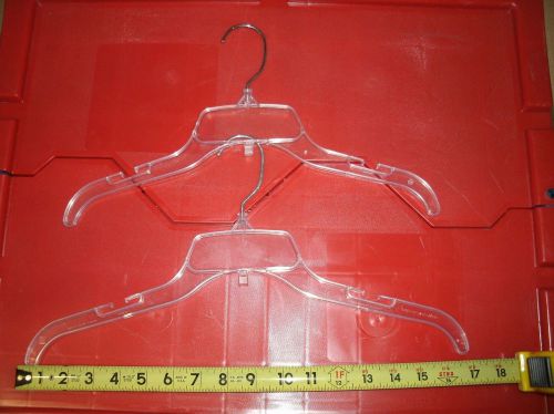 100 clear top shirt adult clothes hangers 15&#034; &amp; 17&#034; plastic, metal swivel hook for sale