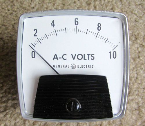 Vtg GENERAL ELECTRIC Type AO-91 AC VOLTS METER 0-10 Analog GE Panel Gauge NICE