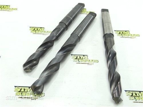 LOT OF 3 HSS 4MT HEAVY DUTY TWIST DRILLS 1-7/64&#034; TO 1-1/8&#034; MORSE PTD USA