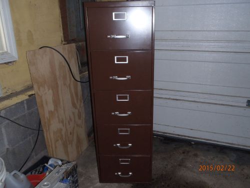 58&#034; Tall 5 Draw Metal Filing Cabinet~ Brown~