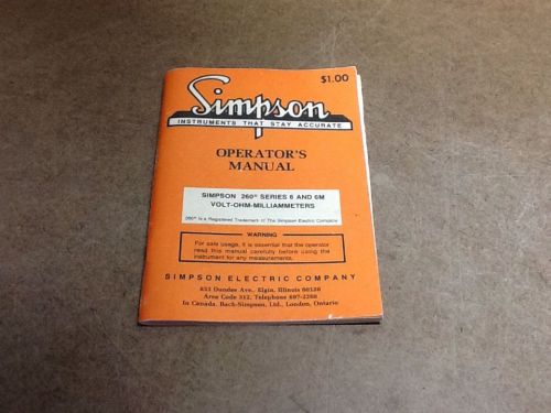 vintage Simpson model 260 volt ohm-Milliammeters operator&#039;s manuel series 6 &amp; 6m