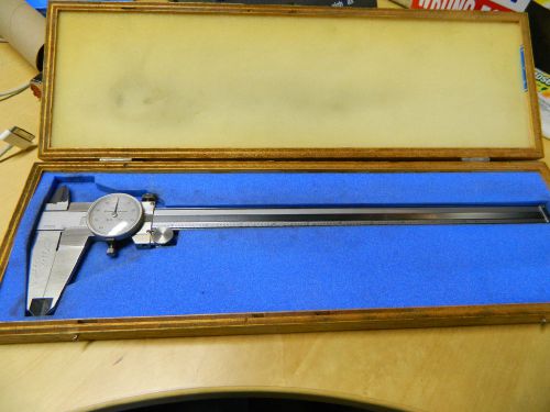 Brown &amp; sharpe 12&#034; dial caliper with case 599-578-12 grey face for sale