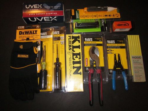 New tool assortment - klein / ridgid / fluke / greenlee / dewalt / uvex for sale