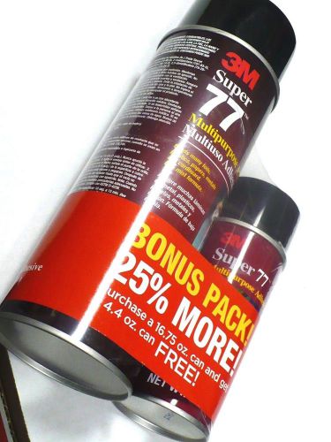 New 3M SUPER 77 MULTI-PURPOSE ADHESIVE Bonus Pack 16.75 Oz. + 4.4 Oz Free Ship