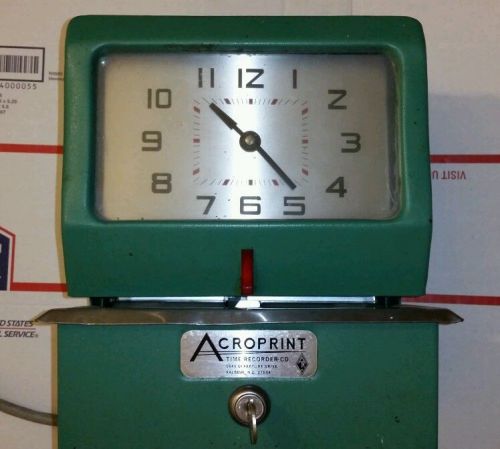 Great working acroprint 150er3 employee time clock w key ships free! 150 noresrv for sale