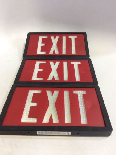 Lot of 3 new shield slx-60 self luminous exit sign red exit for sale