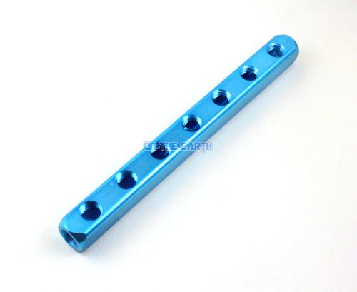 1 Pieces 7 Way 1/4&#034; BSP 10 Ports Pneumatic Aluminum Manifold Block Splitter