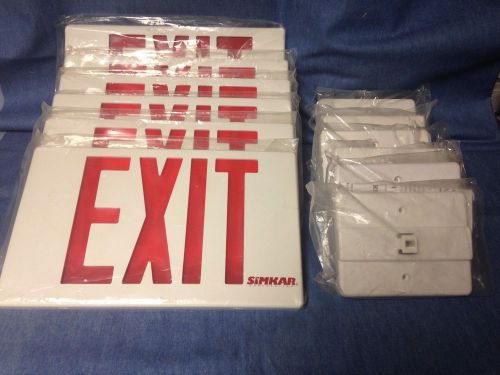 6 Simkar Emergency Exit Sign Face Plates &amp; Mounting Brackets