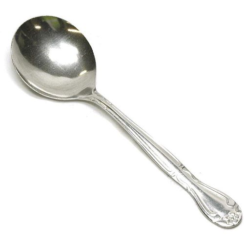 Linda bouillon spoon 1 dozen count stainless steel silverware flatware for sale