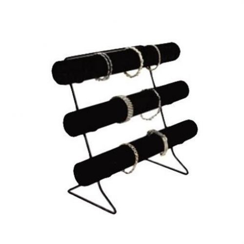 Black Velvet Bracelet Display Bar w/Metal Base - 3 Tier