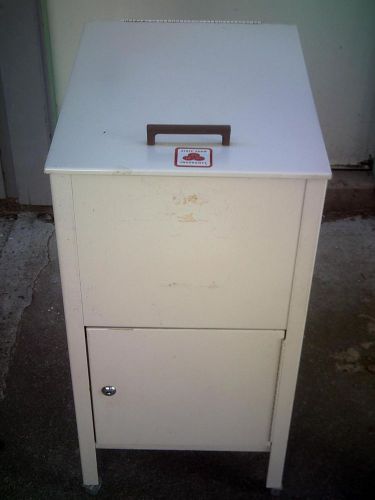 Vintage industrial metal filing cabinet metal box with key for sale