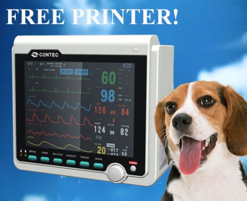 Veterinary Patient Monitor 6 Parameters +FREE PRINTER+NIBP+SPO2+PR+ECG+TEMP+RESP