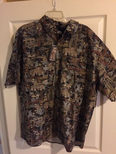 NEW  Oilfield Camo Gas Pump Oil Welder Short Sleeve Shirt XL Vented Fishing