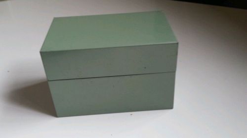 vintage green metal index card calendar box-
							
							show original title