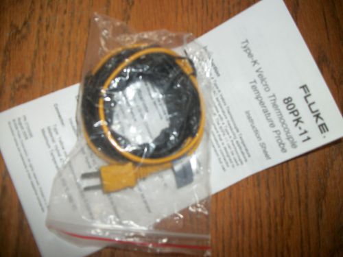 NEW Fluke 80PK-11 K-Type Velcro Temperature Probe with instructions