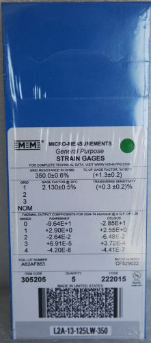 Lot of 5 New Vishay L2A-13-125LW-350 Strain Gages 350 Ohm +/-0.3%