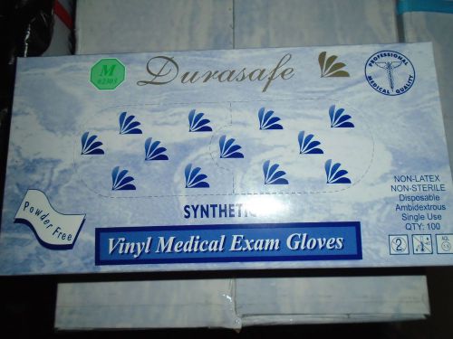 1 new box DURASAFE Vinyl Medical Exam Gloves MEDIUM power free