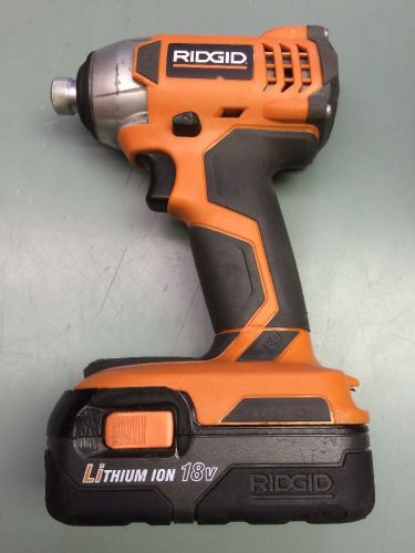 18 Volt Ridgid 1/4&#034; Lith-Ion Impact Drill &amp; 3.0 18v hyper battery Model R86030