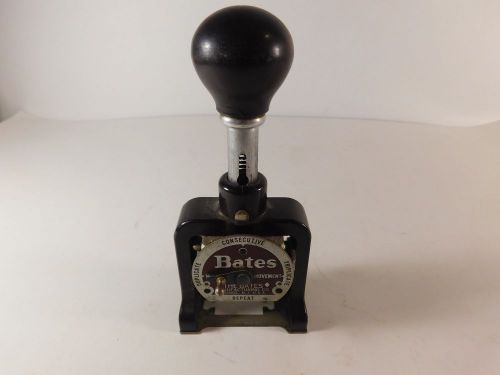 Vintage Bates Numbering Machine 6 Wheel Style E Mechanical Industrial Stamper.