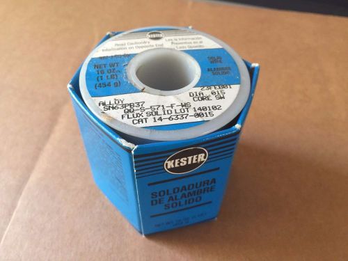 Kester Solder 1 lb Solid Wire Alloy SN63PB37 QQ-S-571-F-WS Dia. 0.015&#034; Core SW