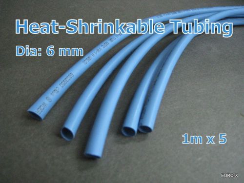 Blue 1/4&#034; HEAT 2:1 SHRINK TUBING POLYOLEFIN Dia 6mm Total16 FT (5M) #r7