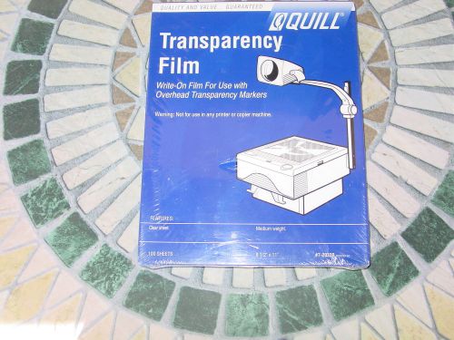 Quill Transparency Film, New, Factory Sealed, 100 Sheets, 8.5&#034; x 11&#034;