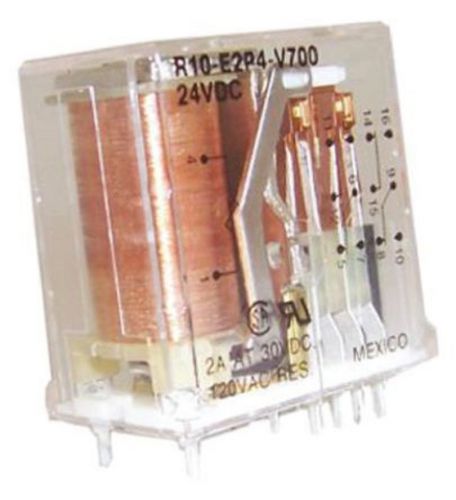 1 x r10-e2p4-v700 24vdc relay 3a 4pdt 14 legs through hole **pulls** bx-16 for sale