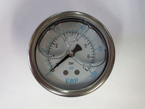 Pressure Gauge, 0-100 PSI, 2.5&#034; Dial, Oil Filled, 1/4&#034; MNPT Center Back Mount