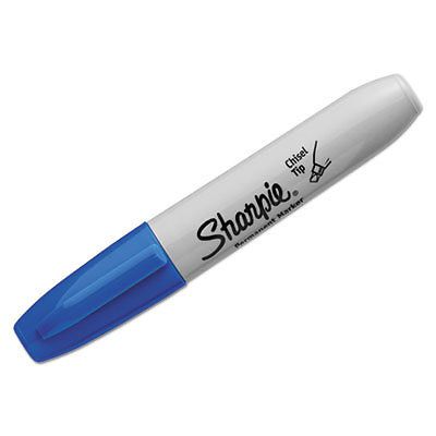 Permanent Marker, 5.3mm Chisel Tip, Blue, Dozen, Sold as 1 Dozen