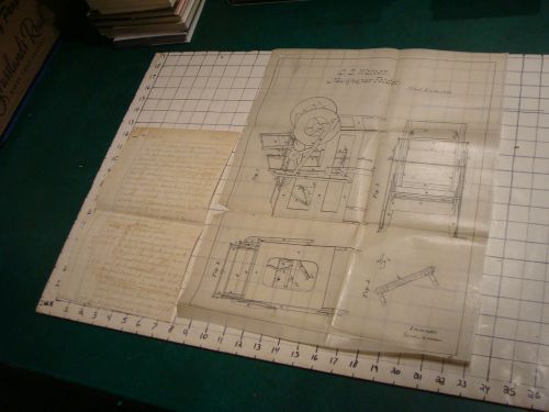 original HAND WRITTEN patent ap 1850 w drawing C S WATSON for NEWSPAPER FOLDING