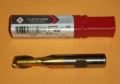Cleveland 15/32 HSS TiN Coated End Mill 2 Flute 13/16&#034; LOC NEW