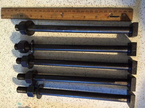 T-Slot Bolts, 5 Pcs, 5/8-11 Tpi, 10&#034; Long, T Bolts, With Washer + Nut