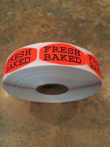 1.25&#034; x .625&#034; FRESH BAKED MERCHANDISE LABELS 1000 PER ROLL  BLACK STICKER