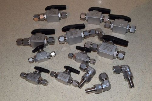 HAM-LET VALVES LOT OF 13 TOTAL H5800SSL1/2PSS, H6800SSL1/4PSS &amp; MORE (#221)