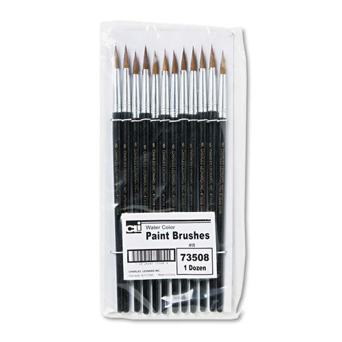 Artist Brush, Size 8, Camel Hair, Round, 12/Pack