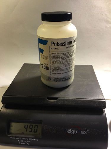 NOT FULL 500 GRAM POTASSIUM IODIDE BOTTLE FISHER SCIENTIFIC GRANULAR