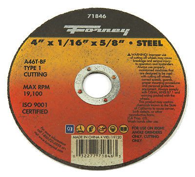 Forney industries inc 4&#034; x 1/6&#034; type 1 metal cut off wheel with 5/8&#034; arbor for sale