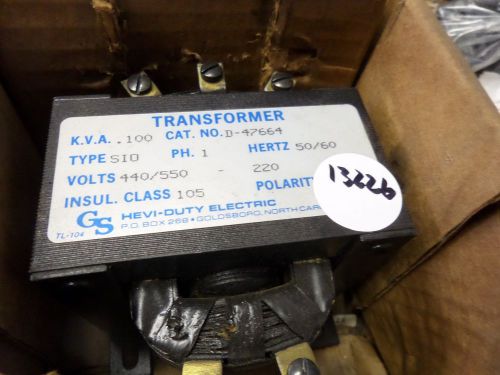 GS Hevi-Duty Electric Transformer .100KVA 440/550V Type SIO 50/60 HERTZ