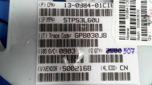 97-PCS SCHOTTKY 60V 3A ST MICRO STPS3L60U 3L60