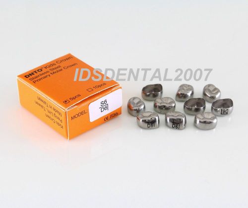 10PCS Stainless Steel Primary Molar Kid Crown Lower Right D6 (S6) Compatible 3M